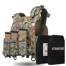 Полегшений бронежилет 6 класу «Ghost Gen4 V1» з керамічними бронеплитами, системою швидкоскидання + 3 підсумки, колір піксель