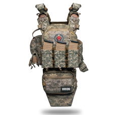 Бронежилет 6 класу Neptun GEN4 V3 із захистом паху, бічним захистом + 10 підсумків, колір піксель