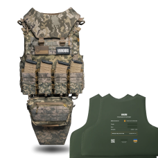 Полегшаний бронежилет OTAMAN V4+ з балістичним захистом 2-го класу під плити М/XL. Колір Піксель