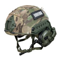 Балістичний шолом (каска) FAST NIJ IIIa з навушниками Earmor M32 (X), оливковий + кавер мультикам PRO