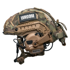 Балістичний бронешолом Fast NIJ IIIa койот з активними навушниками Earmor M32 (X), ліхтариком, кавер мультикам