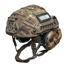 Балістичний шолом Sestan-Busch Helmet койот з активними навушниками Earmor M32 (X) + кавер мультикам