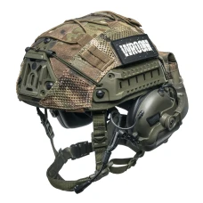 Балістичний шолом Sestan-Busch Helmet оливковий з активними навушниками Earmor M32 (X) + кавер мультикам
